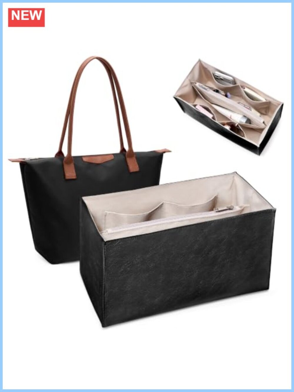 Lightweight Tote Bag Organizer Insert Purse Handbag Lint-Free XL